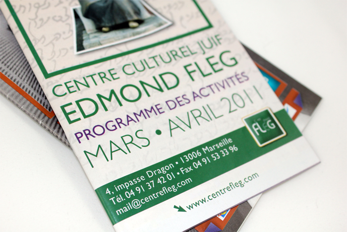 Couverture du programme mars-avril, Centre Culturel Juif Edmond Fleg