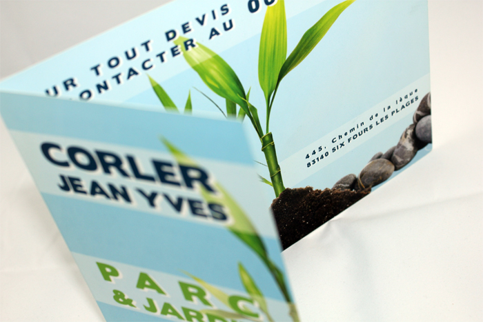 Flyer Corler Jean Yves ouvert, illustration bambou et coordonnées