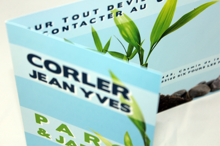 Détail du flyer Corler Jean Yves, logo et illustration bambou
