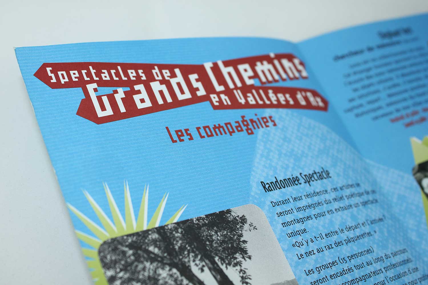 Page d'ouverture du programme, rubrique les compagnies et randonnée spectacle